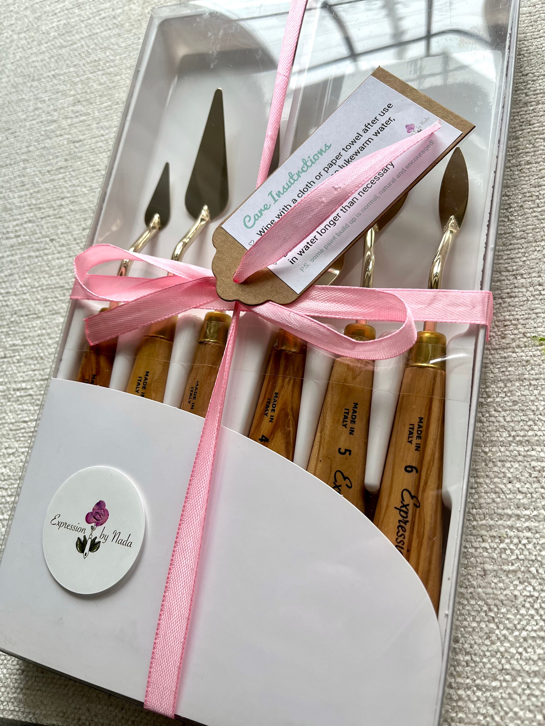 GOLD Palette Knife Painting Set Olive Wood Handles Textured Etsy