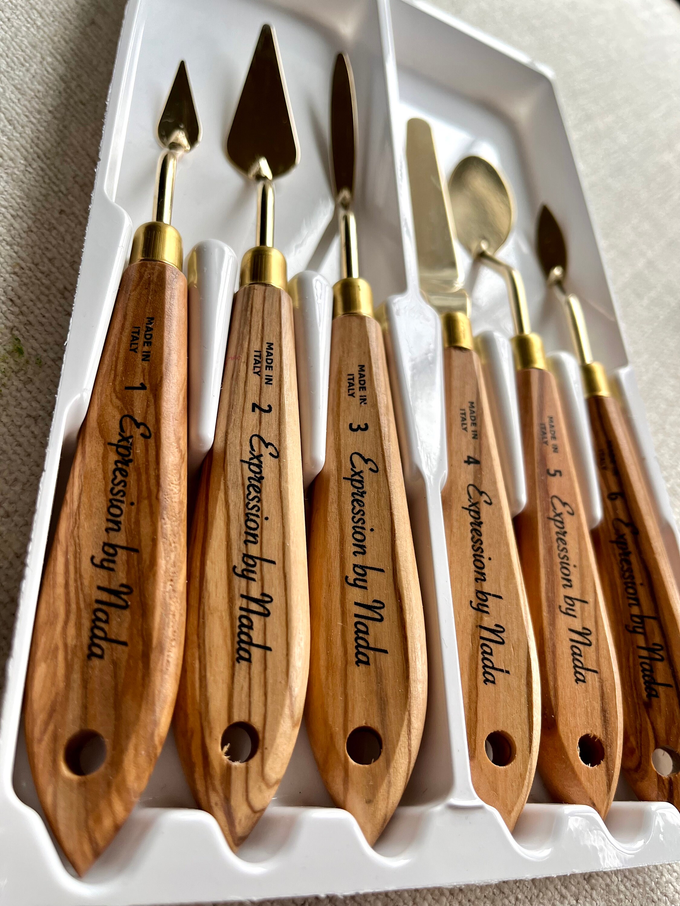 GOLD Palette Knife Painting Set Olive Wood Handles Textured Etsy
