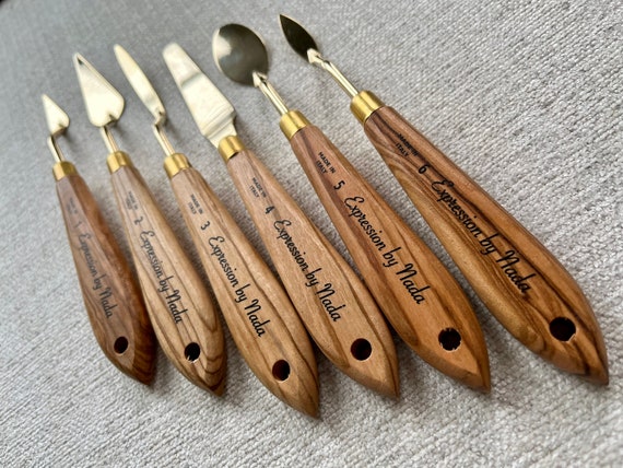 GOLD Palette Knife Painting Set, Olive Wood Handles Textured Art, Impasto  Thick Paint, Spatula, Stainless Steel, Flexible SET OF 6 