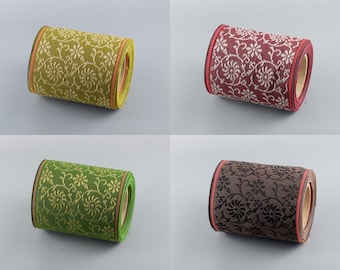 rose motif 5M roll handmade material 4 color assortment roll set of Japanese jacquard ribbon tatamitape durable
