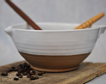 Wood Ash Decoration Raw Clay Pottery Brown and White Bowl Rustic Design Low Straight-Walled Ceramic Bowl Contemporary Fruit Bowl