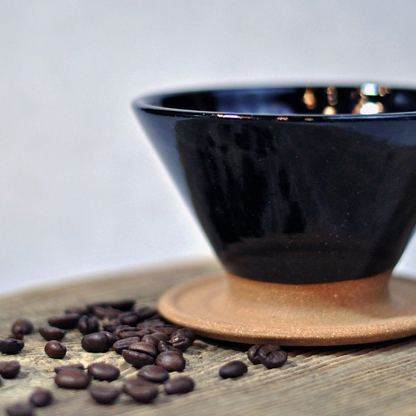 Kaffee Übergießer aus Keramik | Modernes Rustikales Steinzeug | Kaffee übergießen | Kaffeebereiter | Handgemachter Kaffee Übergießen | Schwarz
