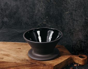 Ceramic Coffee Pour-Over | Modern Rustic Stoneware | Coffee Pour Over | Coffee Brewer | Handmade Coffee Pour Over | Black Clay
