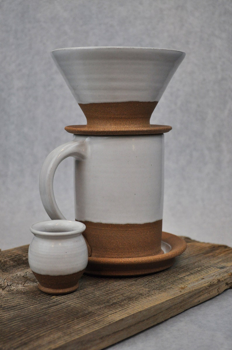Ceramic Coffee Pour-Over Modern Rustic Stoneware Coffee Pour Over Coffee Brewer Handmade Coffee Pour Over image 5