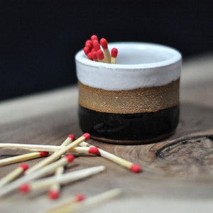 Matchstick Holder | Succulent Pot | Toothpick Holder | Succulent Holder | Ceramic Creamer | White & Black