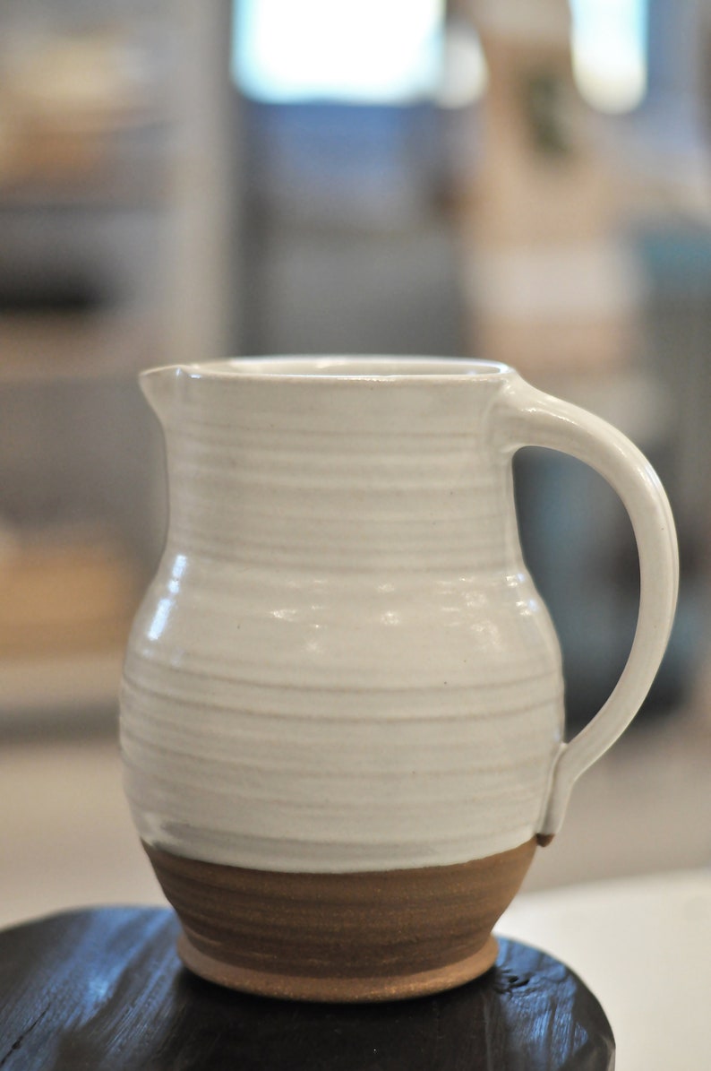 Farmhouse Pitcher Ceramic Pitcher Modern Rustic Stoneware Etsy