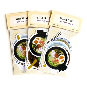 4pc Asian Noodle Soup Vinyl Sticker Set / Brillante / Troquelado / Resistente a la intemperie / Durable / Laptop Decal / Waterbottle / Ramen / Pho / Netflix