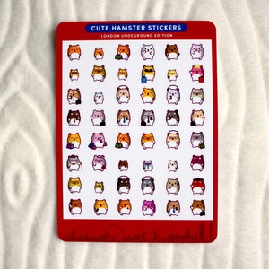 48pc Hamster Sticker Sheet / Planner / Diario / Diario / Viajes / Londres / Metro / Linda Ilustración / Scrapbooking / Diseño / Brillante