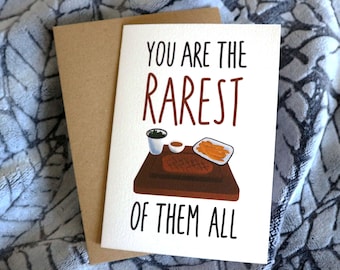You Are The Rarest of Them All Greeting Card | Handmade | Food Pun | Steak | Travel | 250gms | Card | Paper | Cute | Funny | Brown Envelope