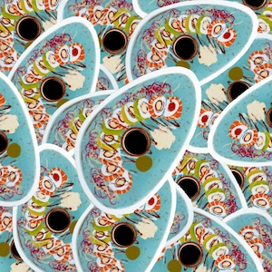 japonês do vinil adesivo | Arroz | Salmão | Brilhante | À prova de intempéries | Durável | adesivo para laptop | Viagens | Reutilizável | Cortado | Decalque para portátil