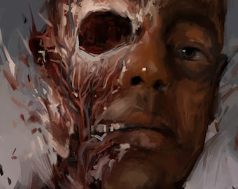 A4 Kunstdruck, hochwertiges, glänzendes digitales Gemälde, 'letzte Chance, mich anzusehen' /gus fring/breaking bad