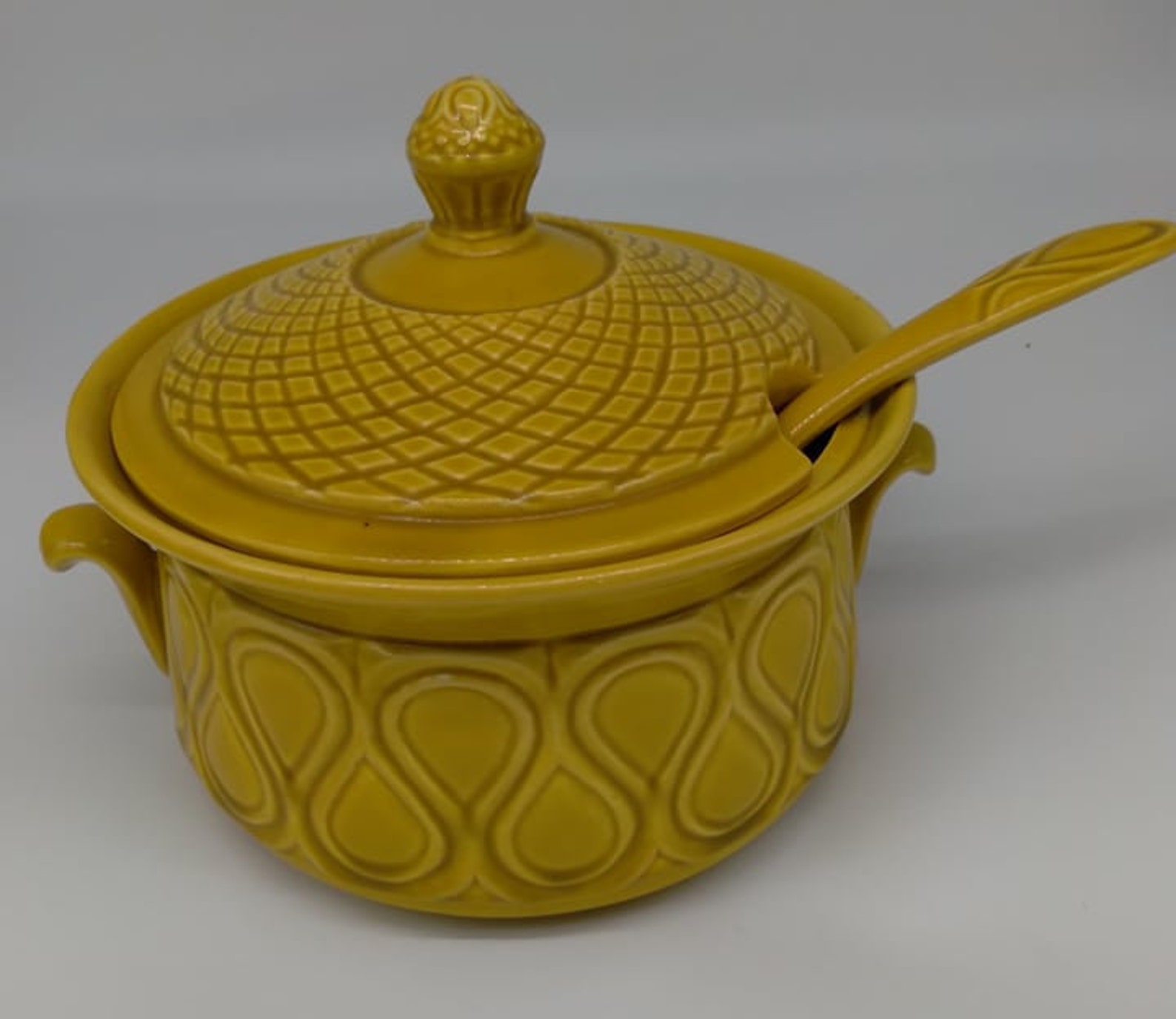Mid century modern soup tureen USA Pottery MH76 mustard Etsy