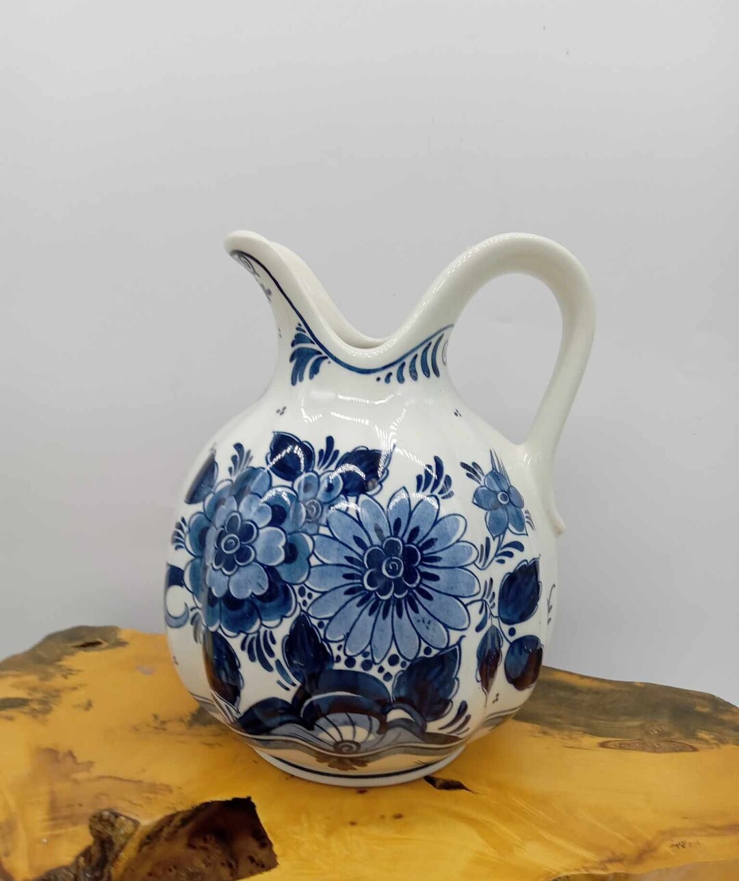 Royal Goedewaagen Blue Delft Pitcher, Hand Painted, Ewer, Jug, Blue