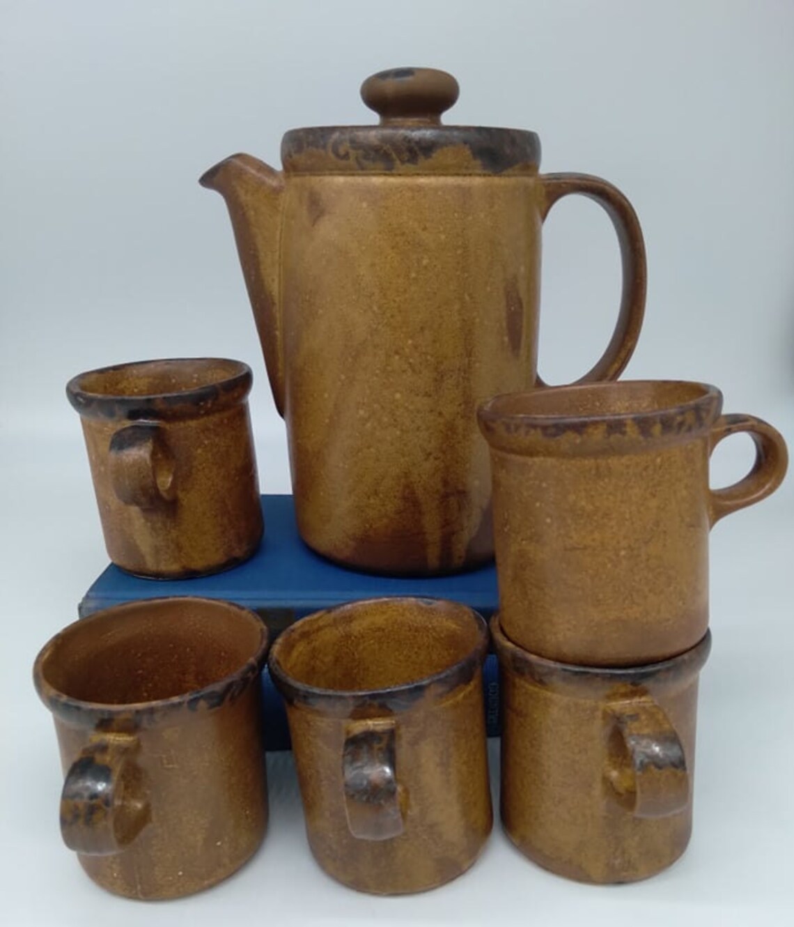 McCoy pottery coffee set coffee pot and 5 mugs brown 1419 Etsy