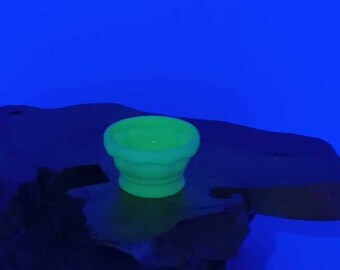 Base only, yellow custard glass, fairy light bottom, uranium, vaseline, blacklight, glow, candle holder, decor, accent, replacement, piece