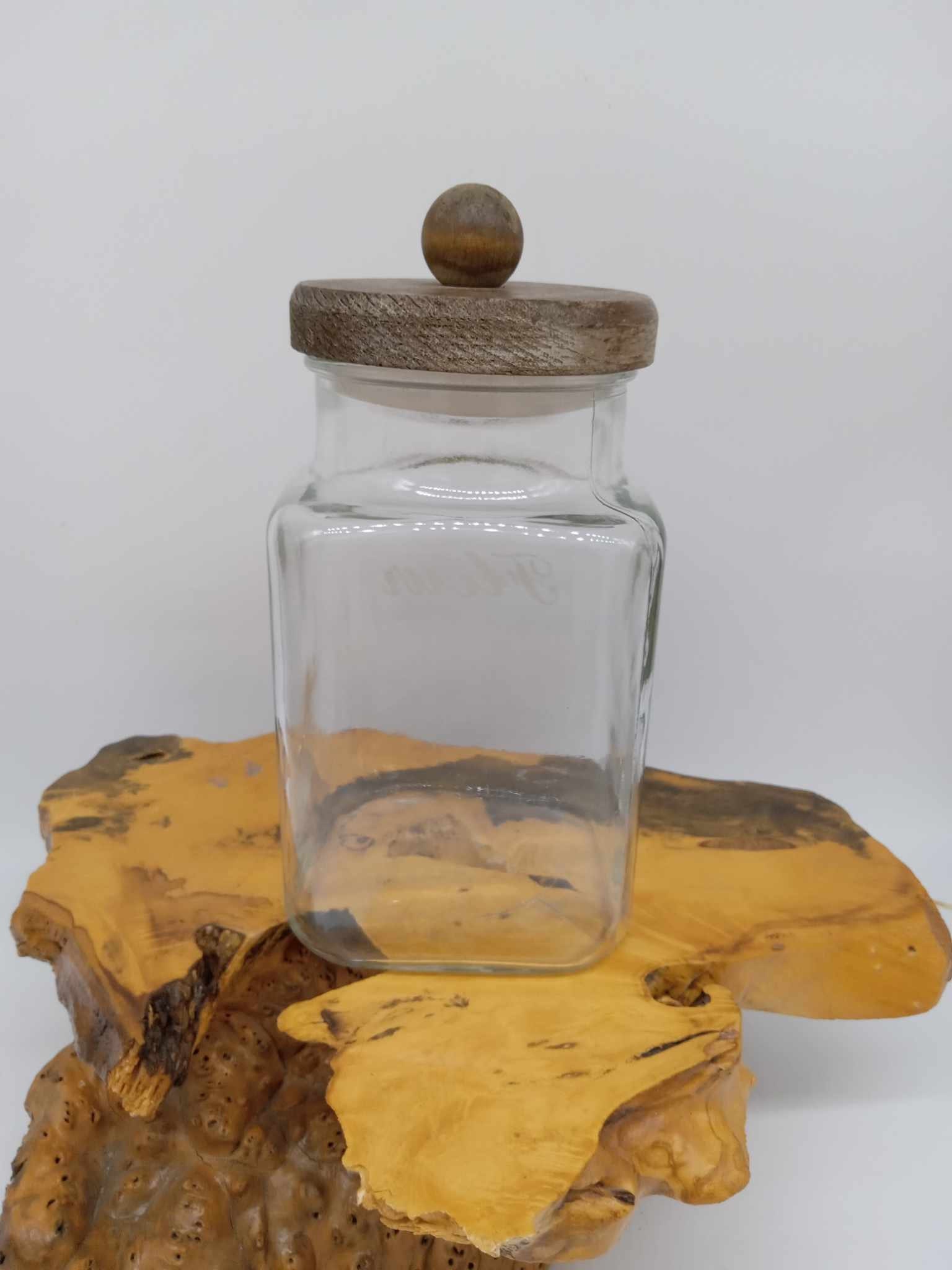 Vintage Glass Jar With Wood Lid - Etsy