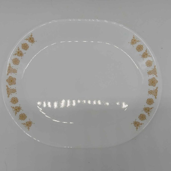 Golden Butterfly Corelle platter, Corning ware and Pyrex compatible, serving, dining, gold, flowers