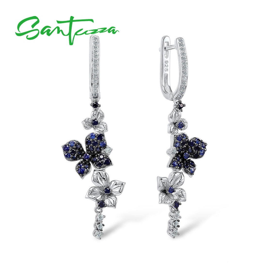 SANTUZZA Handmade Blue Pansy Flower Dangling Earring 925 Etsy