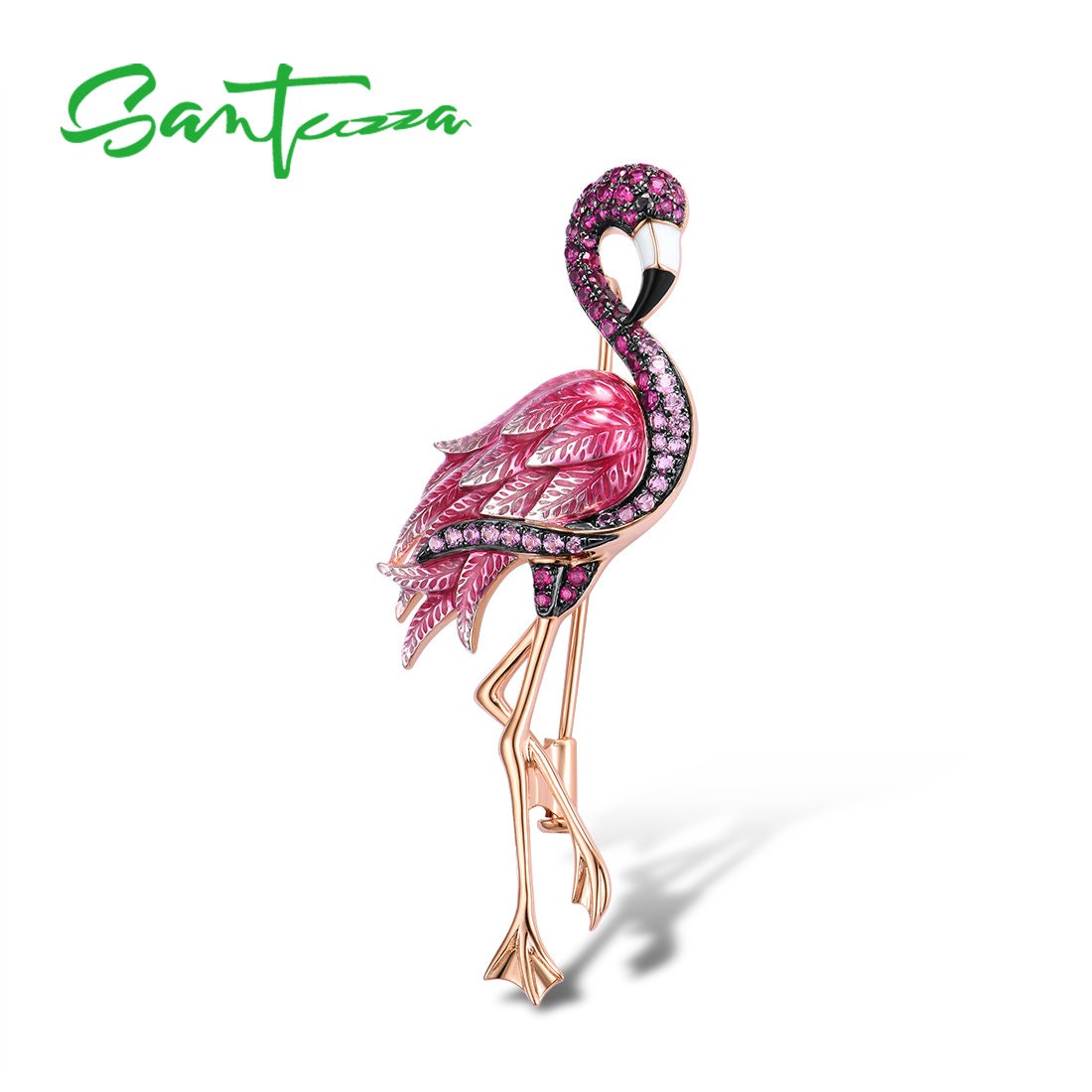 Page De Garde Cahier Poésie Flamand Rose SANTUZZA Broche en émail flamant rose fait à la main en argent - Etsy France