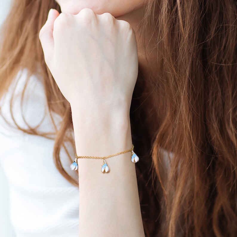 SANTUZZA Handmade Blue Enamel Tulips Bracelet 925 Sterling Etsy