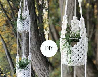 DIY Pattern: Unique Gift Idea for Plant Lovers! DIY Macrame Double Plant Hanger Pattern - Eclectic Home Decor