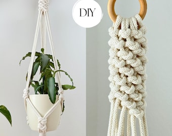 Macrame Plant Hanger PDF Pattern | Snake Knot Tutorial | Modern Hanging Planter DIY | Instant Download