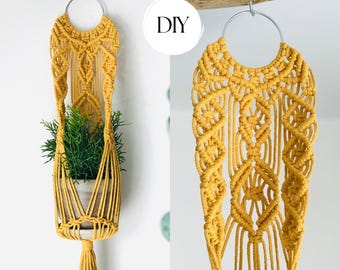 Macrame Plant Hanger Pattern DIY, Hanging Planter PDF Tutorial, Modern Boho Macrame Wall Planter, Instant Download, Easy to Follow Guide