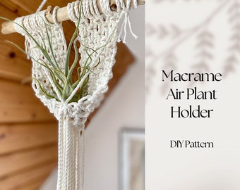 PDF Macrame Air Plant Display Pattern, Macrame Plant Hanger Pattern, Home Office Wall Decor, Boho Nursery Wall Art, Handmade Home Decor