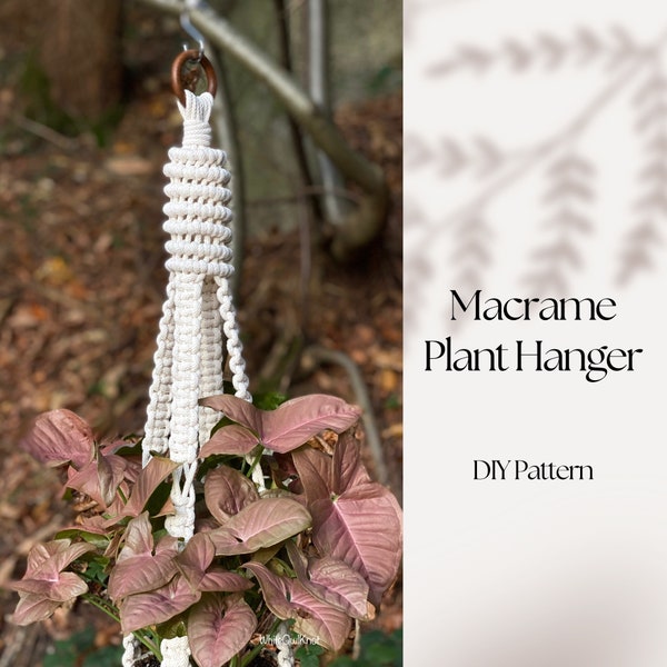 Macrame plant hanger PDF pattern, spiral plant hanger DIY, macramé pattern beginner, DIY macrame, step by step, how to plant hanger