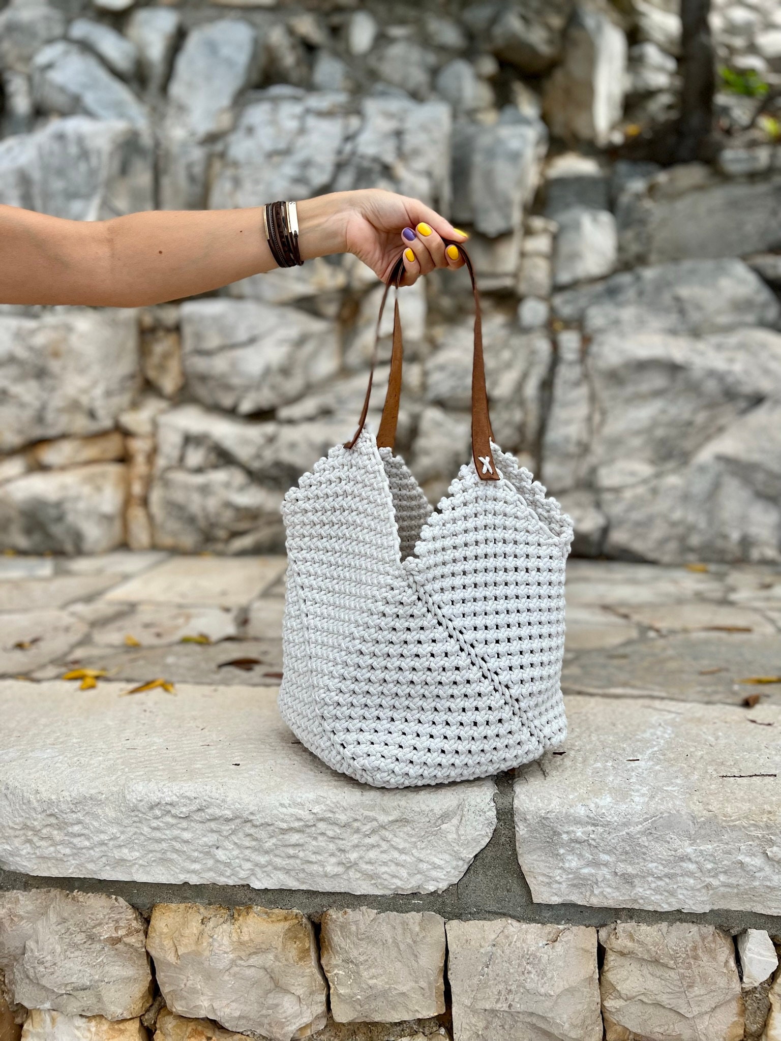 Macrame Bag PDF Pattern, DIY Macrame Boho Purse, Handbag Pattern ...