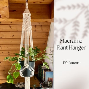 DIY Macrame plant hanger PDF pattern, macramé pattern beginner, DIY macrame, step by step, how to plant hanger, gift idea