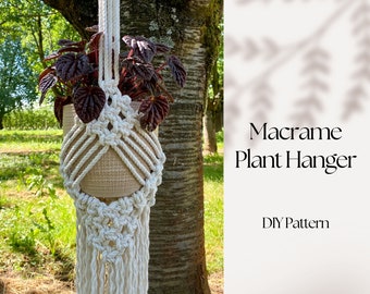 PDF Pattern Macrame Plant Hanger, Rhombus Plant Hanger DIY, Macramé Pattern Beginner, DIY Macrame, Step by Step Instructions, Gift Idea