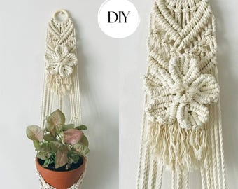 Macrame Wall Plant Hanger Pattern PDF | DIY Hanging Planter Tutorial | Boho Wall Hanging | Flower Macrame Pattern | Instant Download