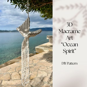 Macrame 3D Art &quot;Ocean Spirit&quot; PDF Pattern, Decoração temática do oceano, Vida costeira, Vida marinha, Obra de arte náutica, Criaturas oceânicas, Download instantâneo
