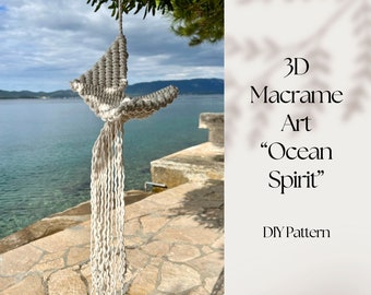 Macrame 3D Art "Ocean Spirit" PDF Pattern, Ocean Theme Decor, Coastal Living, Sea Life, Nautical Art Work, Ocean Creatures, Instant Download