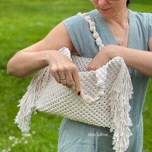 Macrame Handbag PDF Pattern, DIY Macrame Boho Purse, Macrame Shopping Bag Tutorial, How to Macrame Bag image 5