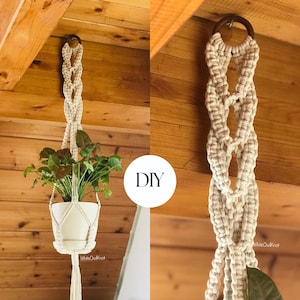 PDF pattern Macrame spiral plant hanger, DIY, macramé pattern beginner, DIY macrame, step by step, how to plant hanger