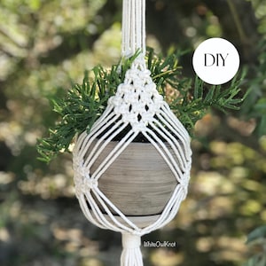 PDF Pattern Macrame Plant Hanger, Rhombus Plant Hanger DIY, Macramé Pattern Beginner, DIY Macrame, Step by Step, How to Plant Hanger