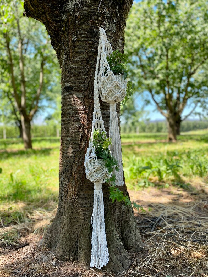 Macrame Pod Macrame Double Pod Planter Pattern, Tiered Plant Hanger Tutorial ...