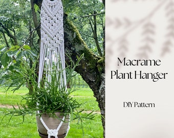 DIY Macrame plant hanger, wall plant hanger PDF Pattern, macramé pattern beginner, Geometric DIY macrame, step by step, how to plant hanger