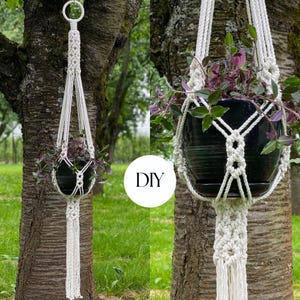 DIY Macrame plant hanger PDF pattern, Tutorial Instructions, Macrame Fiber Arts Pattern, BEGINNER Macramé, Instant Download, Gift Idea