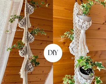 PDF pattern Macrame plant hanger, multiple plant hanger DIY, cozy pod planter pattern, DIY macrame, step by step, how to plant hanger
