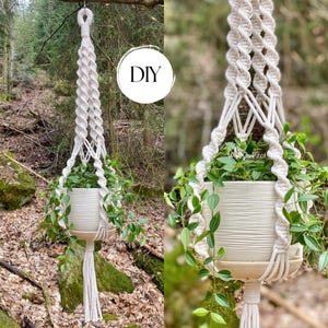 Patron PDF pour suspension de plante en macramé, demi-nœuds faciles à réaliser, modèle de macramé pour débutants, macramé DIY, étape par étape, comment réaliser une suspension de plante