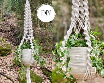 PDF pattern macrame plant hanger, half knots easy to make macramé pattern beginner, DIY macrame, step by step, how to plant hanger