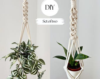 2 Macrame Plant Hanger Tutorials PDF | Easy DIY Patterns for Beginners | Minimalist Home Decor | Instant Download