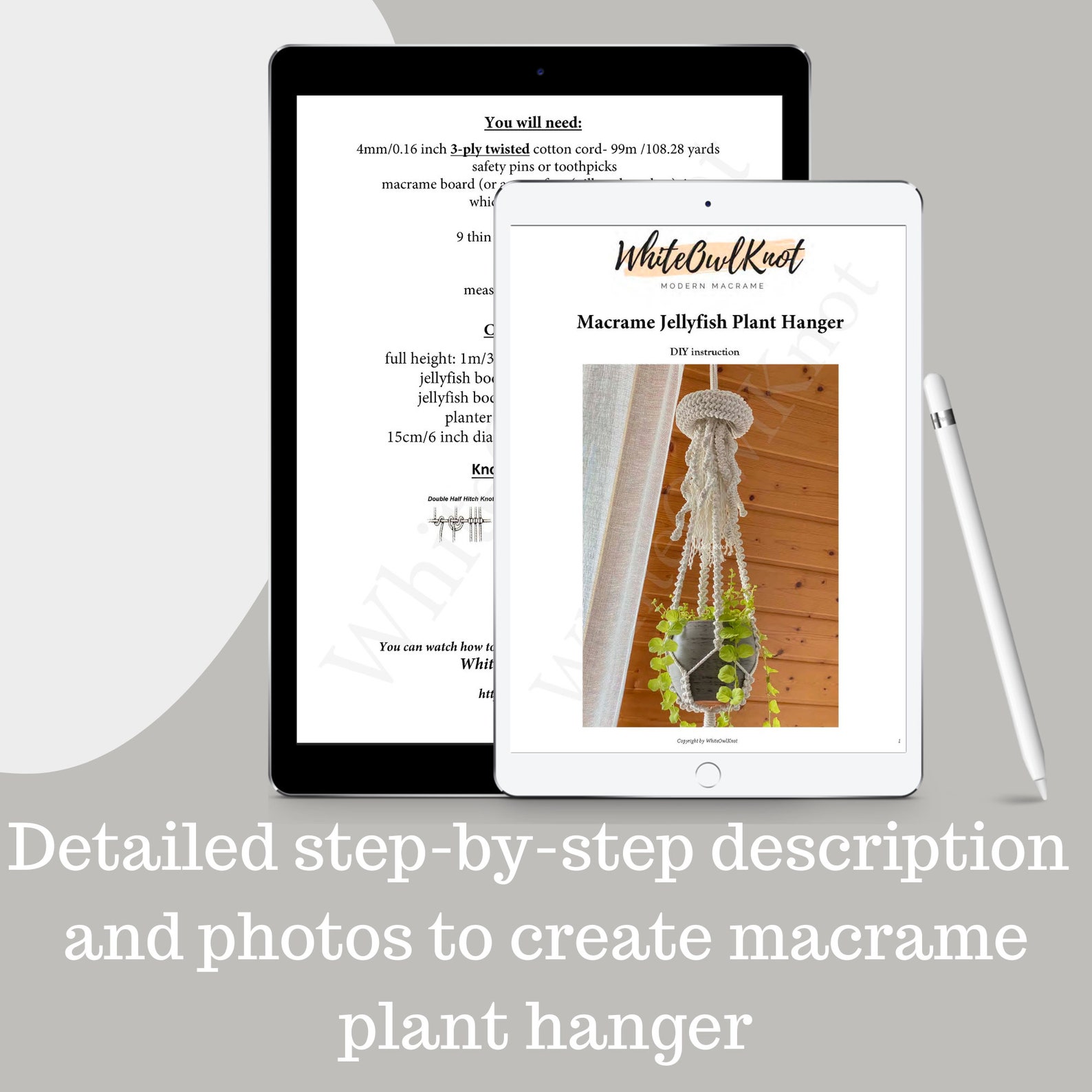 DIY Pattern Macrame Jellyfish Plant Hanger, Macrame PDF Pattern, Step ...