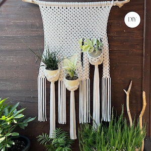 DIY Macrame Triple Wall Planter Pattern | Instant Download | Macrame Tapestry and Plant Hanger | Gift & Home Decor