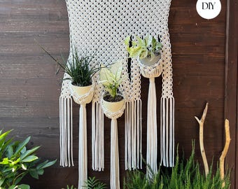 DIY Macrame Triple Wall Planter Pattern | Instant Download | Macrame Tapestry and Plant Hanger | Gift & Home Decor