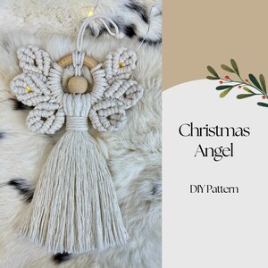 Modèle DIY ange de Noël, eBook, décoration de Noël en macramé, décoration de Noël modèle en macramé, instructions PDF