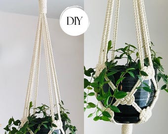 PDF pattern Macrame plant hanger, josephina knot plant hanger DIY, macramé pattern beginner, DIY macrame, step by step, how to plant hanger